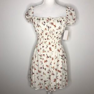 Copper Key cream floral boho peasant dress, size XS